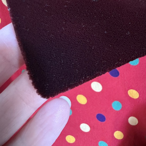 VTG Jean Halm Women's 14 Red Polka Dot 100% Silk Blouse Neck Tie Velvet Accents - Picture 4 of 16